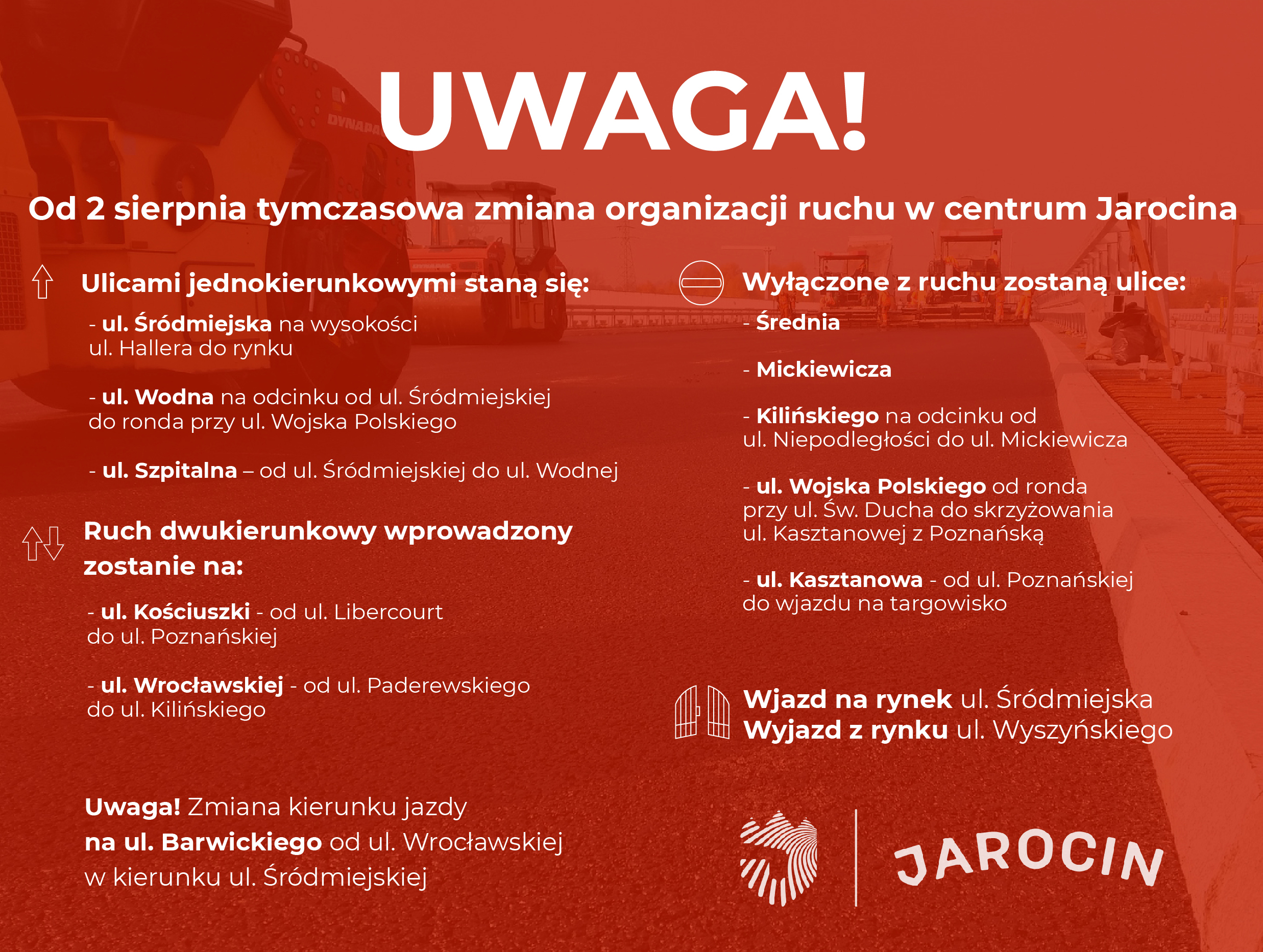 Zmiana organizacji ruchu w centrum Jarocina