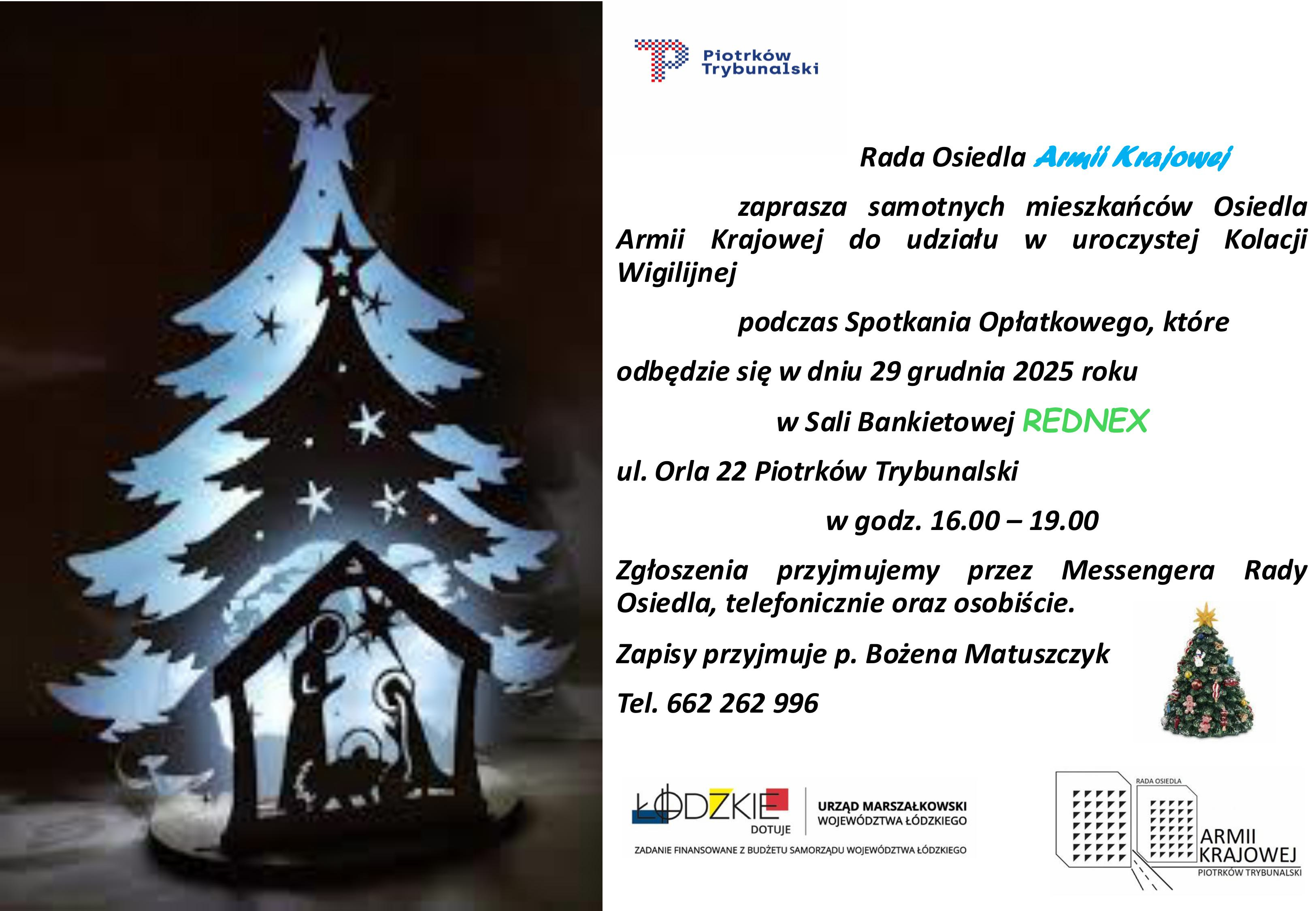 ogłoszenie Rady Osiedla Armii Krajowej na spotkanie opłatkowe dla osób samotnych w dniu 29 12 2025 roku.jpg