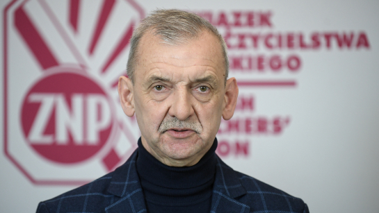 Prezes Związku Nauczycielstwa Polskiego Sławomir Broniarz;  fot. PAP/Marcin Obara