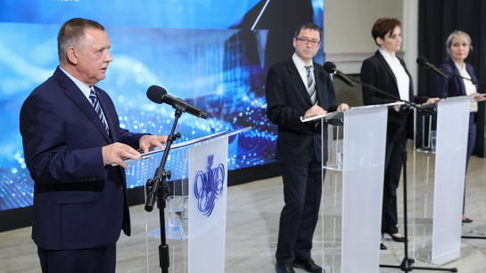 Prezes NIK Marian Banaś podczas konferencji prasowej w dn. 26.03.2024, fot. PAP/Rafał Guz