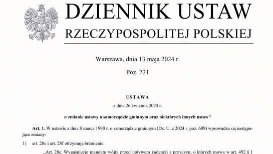 Dz.U. Ustawa o zmianie ustawy o samorządzie gminnym