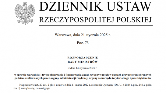 Dz.U. Rozporządzenie w sprawie zadań związanych z przygotowaniem obronnym